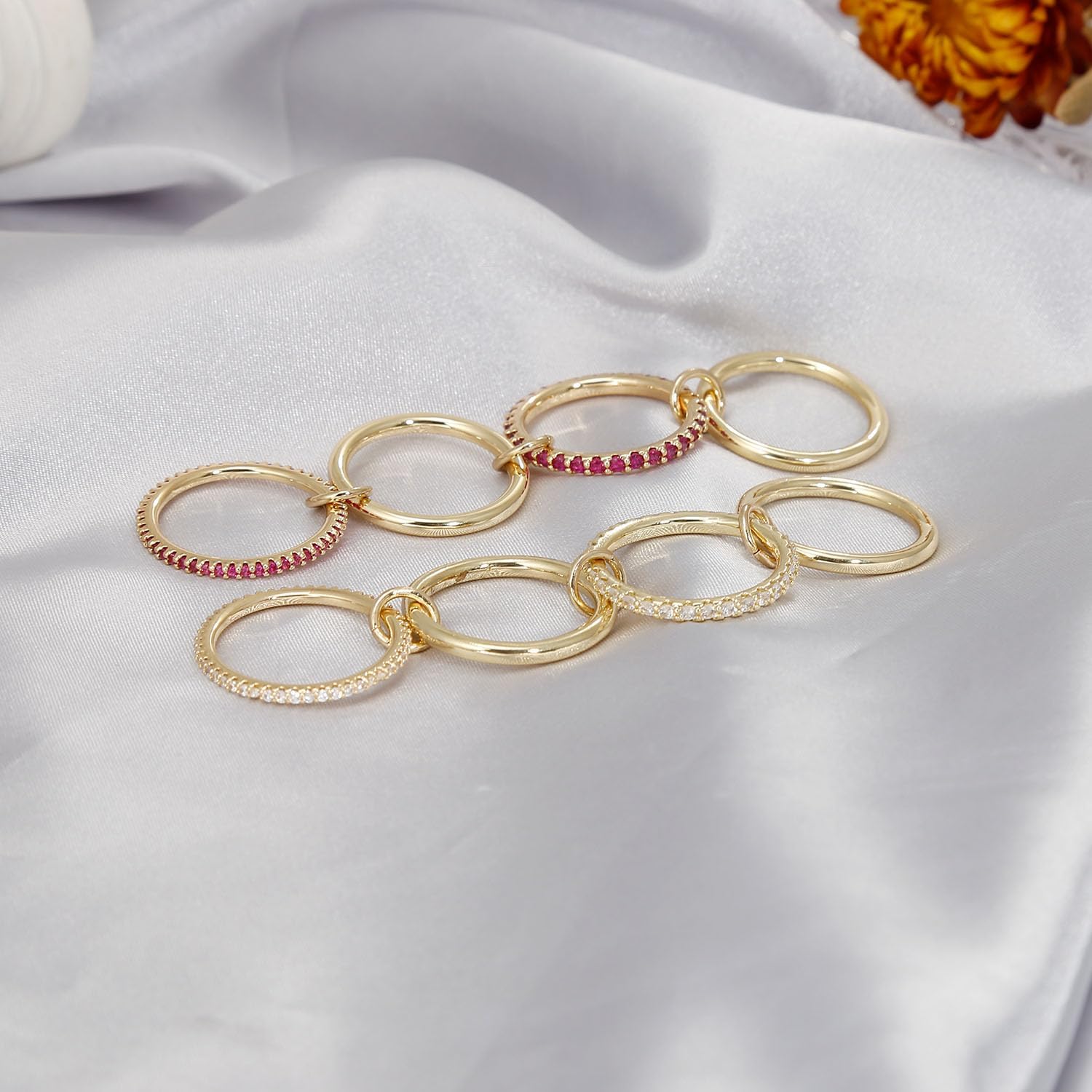 COLOYAN Stackable Rings for Women Non Tarnish, Dainty Cubic Zirconia Multi Ring 18K Gold Plated, Statement Rings Stacking Rings Jewelry - Image 6