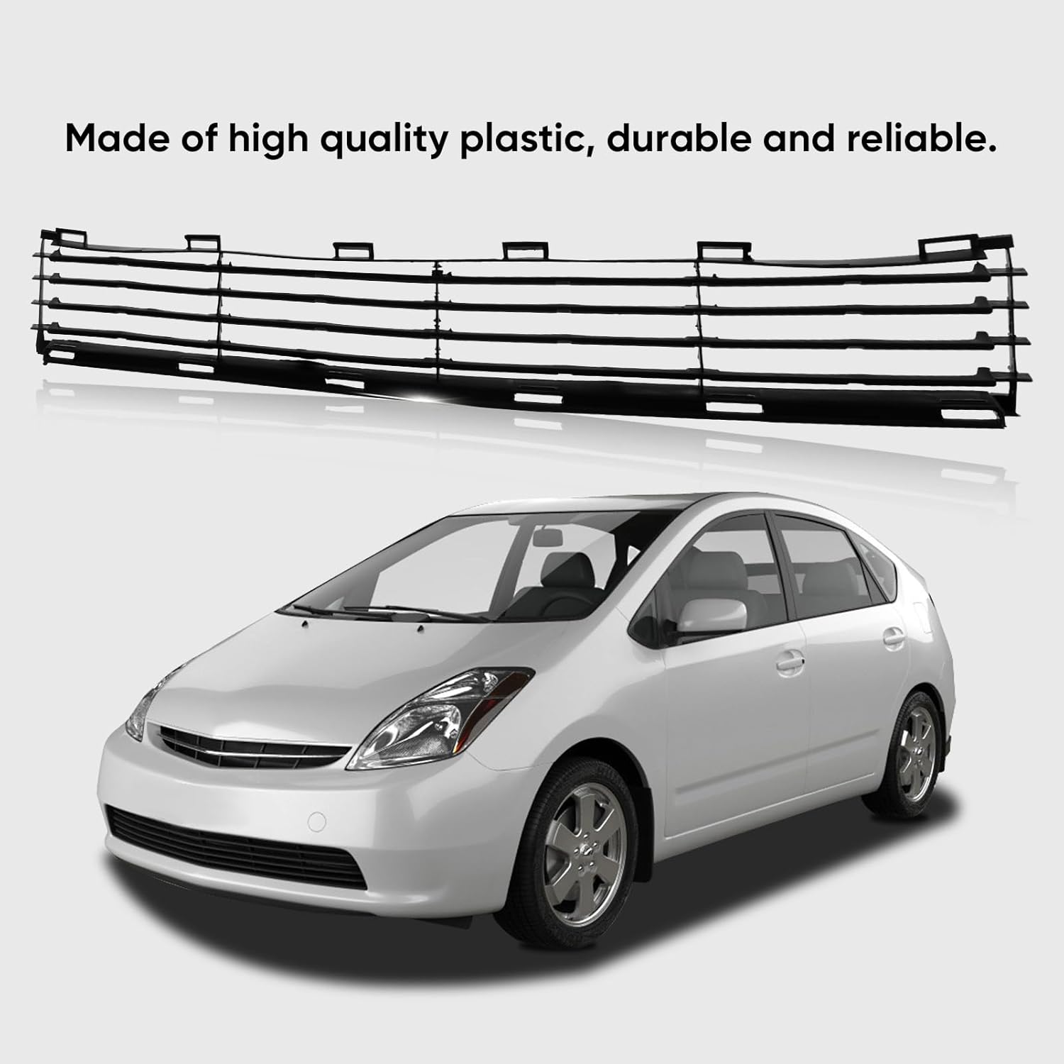 Perfit Liner New Front Lower Center Bumper Grille Black Plastic Compatible For 2004-2009 Toyota Prius Base Touring Hatchback 4-Door 1.5L Fits TO1036112