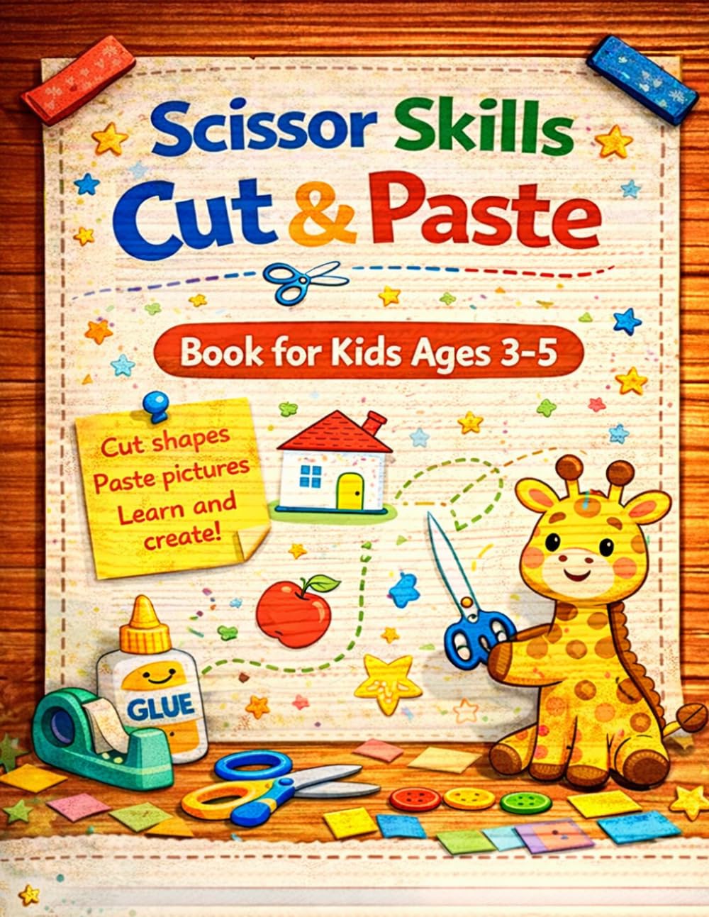 Scissor Skills Cut and Paste Book for Kids Ages 3-5