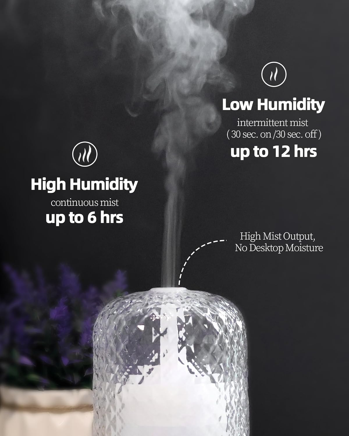 Essential Oil Diffuser – 2.4MHz Ultrasonic Aromatherapy Diffuser, Health Night Light, Timer & Auto Shut-Off, BPA-Free, 120ml Glass Oil Diffuser for Home, Office, Spa, Yoga - Image 7