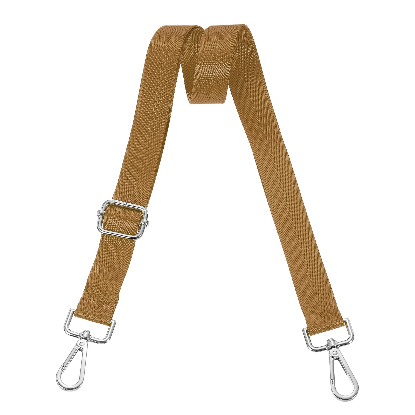 uxcell Wide Shoulder Strap, 2.5cm Adjustable Purse Strap Replacement Crossbody Strap for Shoulder Bag Handbag, Light Brown, Silver Pull Core Buckle