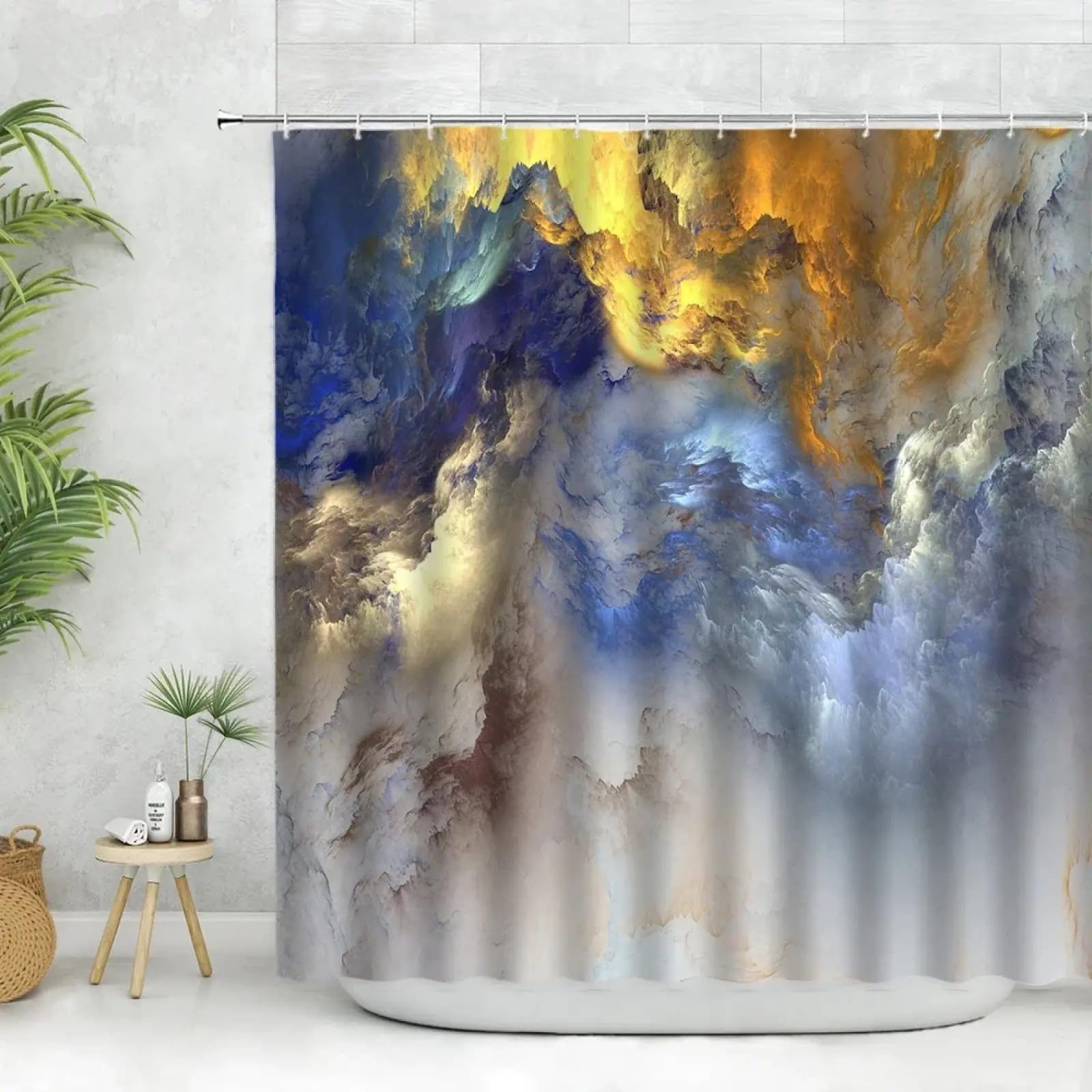 Rideau de douche abstrait 152x183 moderne bleu blanc rideau tissu salle de bain