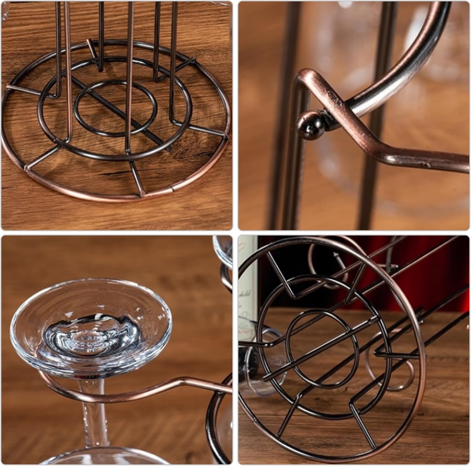 Lmbabter Wine Glass Rack Countertop Stemware Storage Holder Freestanding Goblet Display Hanger for Home Bar Tabletop Kitchen No Assembly (Gold)