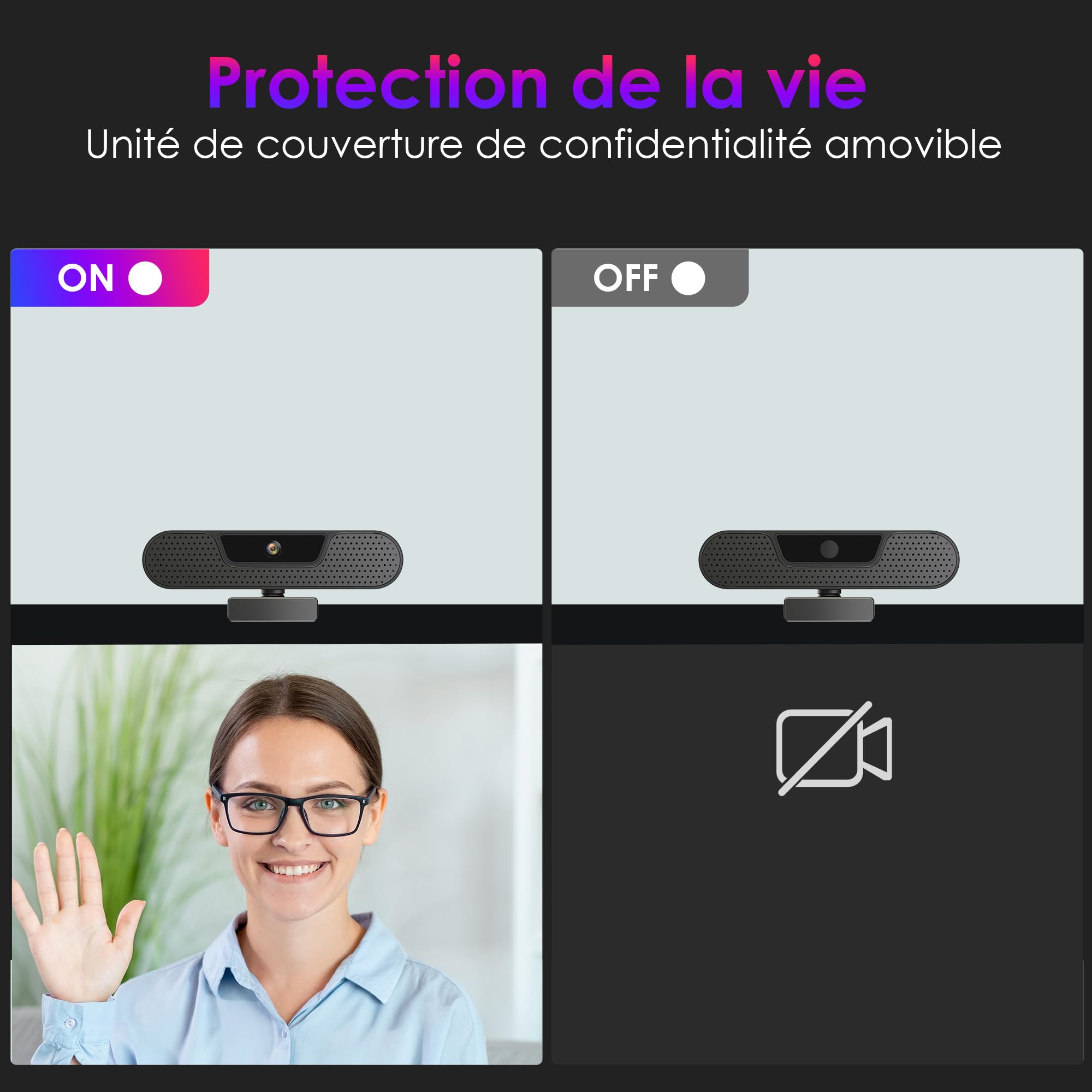 W8GS 4K Webcam avec Microphone, Autofocus, 85° Grand Angle, Protection de la Vie Privée, Plug and Play, Trépied, pour Mac, Windows, PC, Zoom, Skype, Appels Vidéo et Réunions