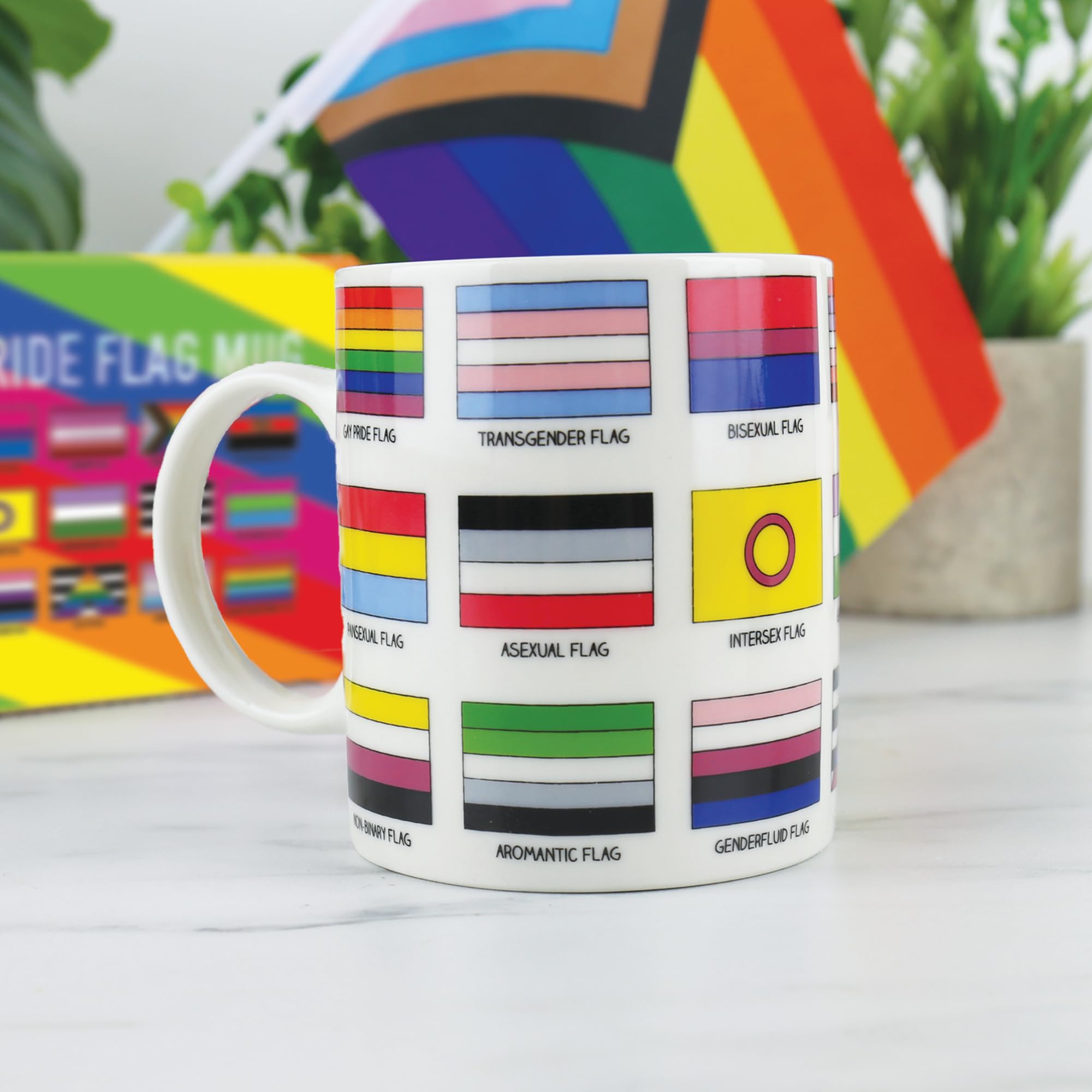 Gift Republic Pride Flag Mug Lgbtqia+ Coffee Cup Ceramic Mug Rainbow Colourful Flags Pride Month Gift