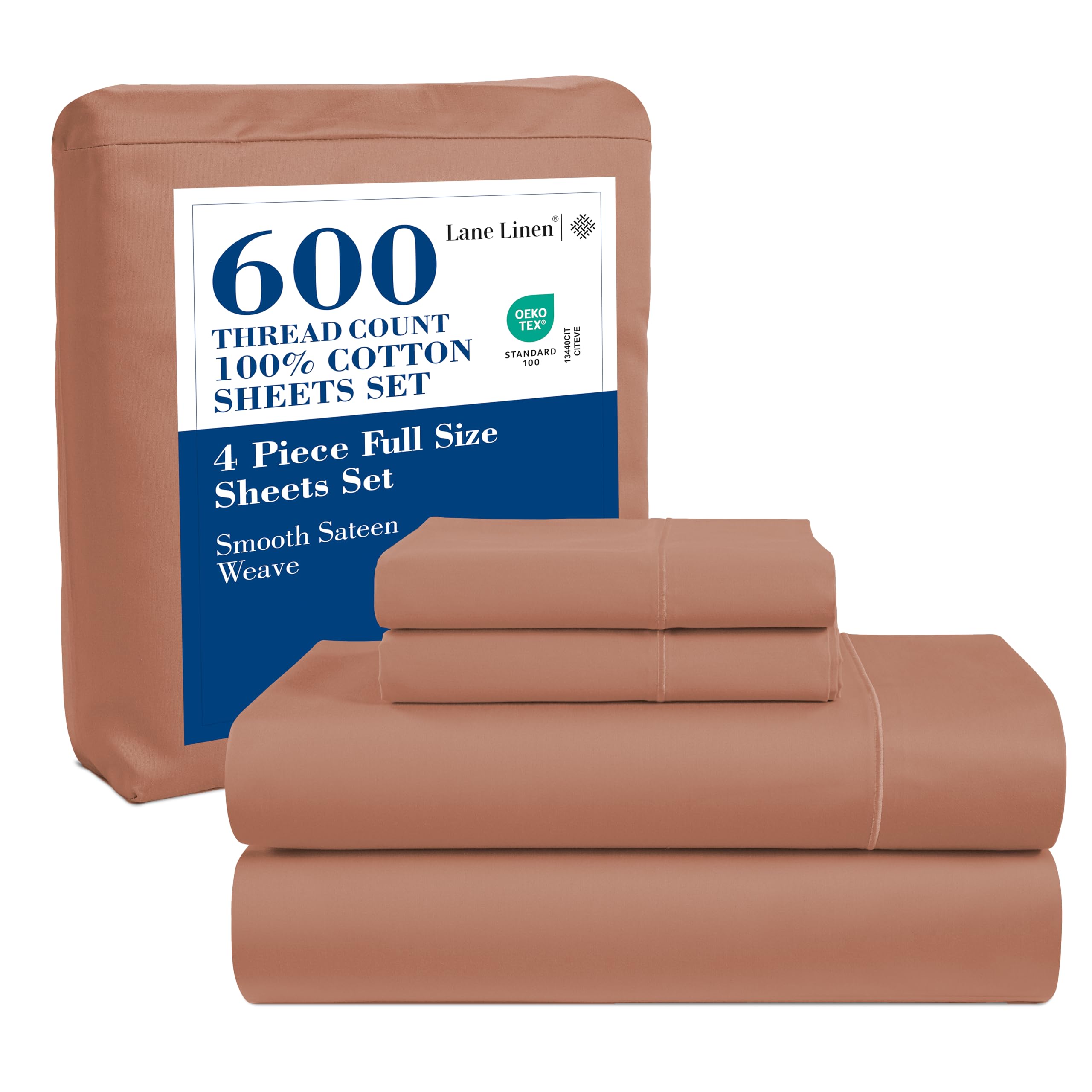 LANE LINEN Full Size Bed Sheets Set - 600 Thread Count Full Sheet Set - 100 Cotton Sheets
