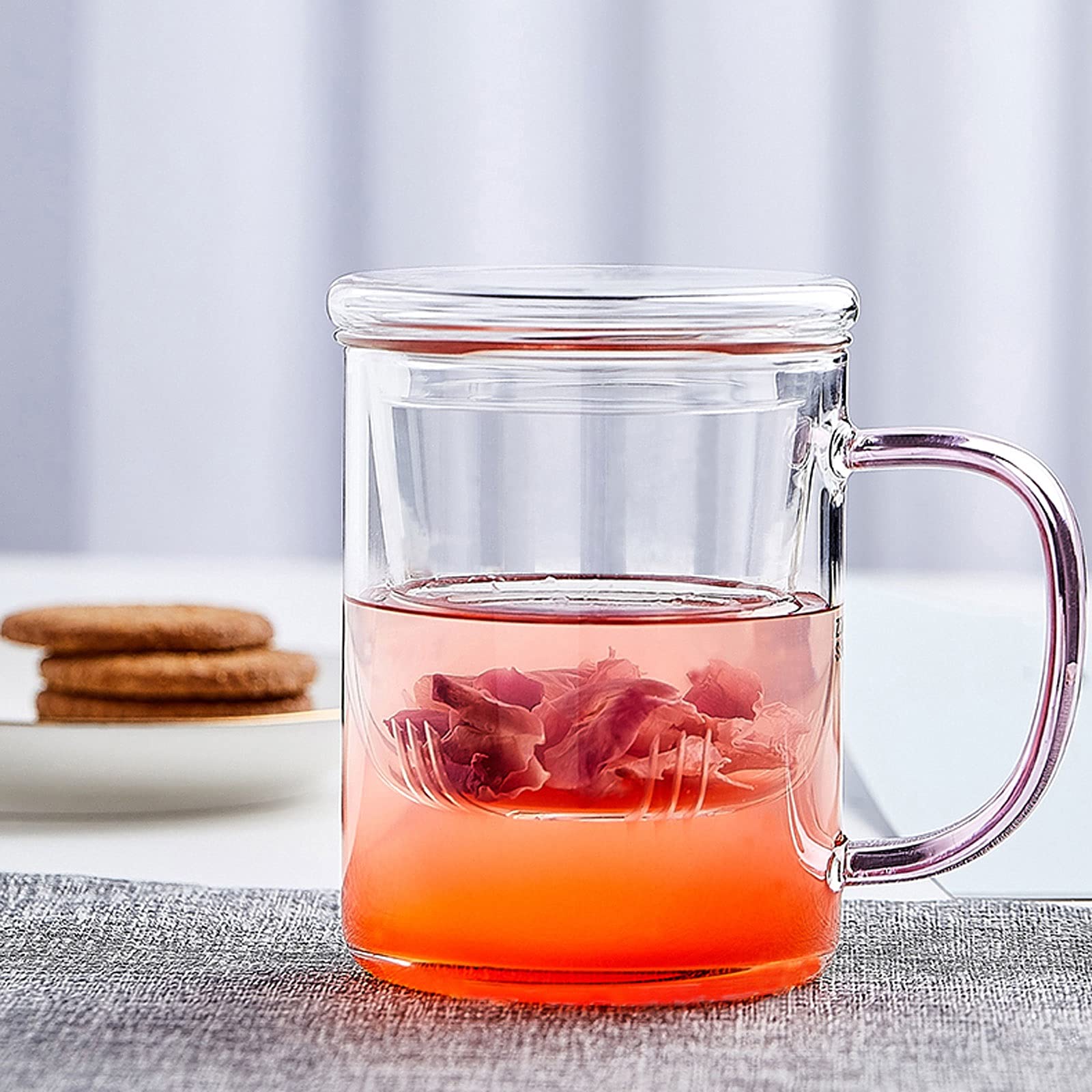 Szklane kubki do kawy, zestaw 2 szklanek z uchwytami (opcjonalnie 380 ml i 480 ml), filtr, wyroby szklane, śniadanie, mleko, napoje, kawa, zielona herbata, zestaw szklanych kubków do kawy