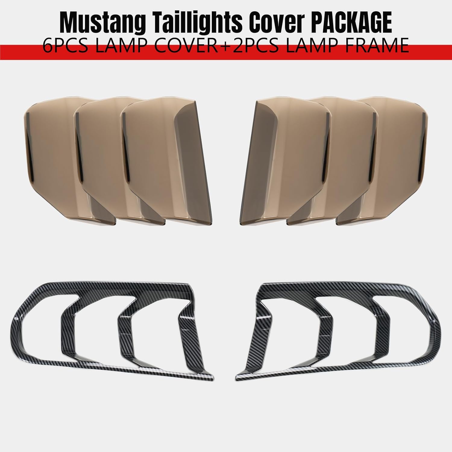 HAKA TOUGH Tail Light Lamp Cover+ Taillights Frame for Ford Mustang 2015 2016 2017 Taillights Frame Trim Bezels Ring for Mustang Accessories Carbon Fiber Black 2PCS