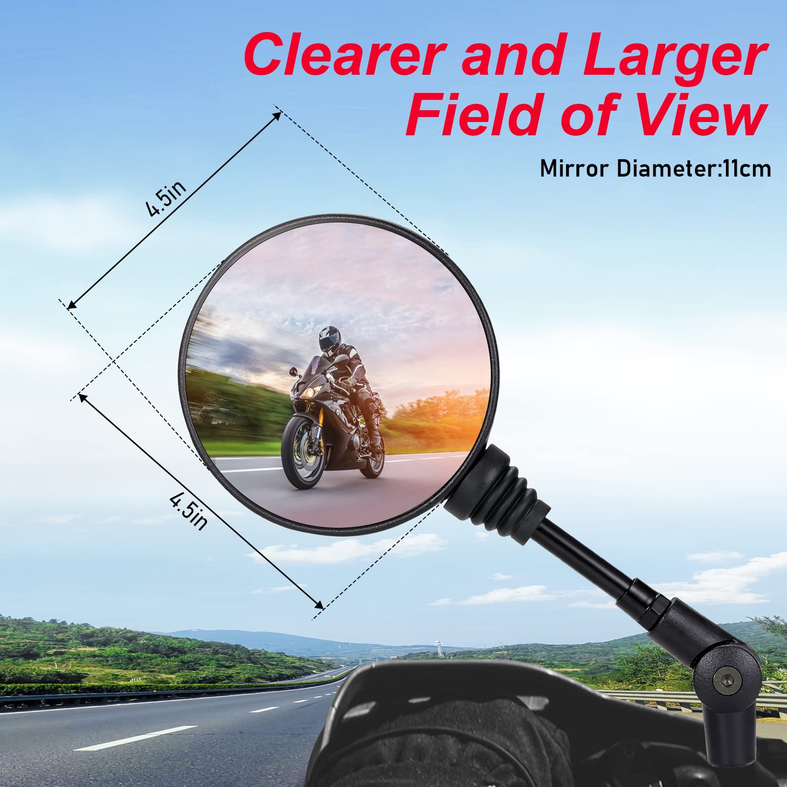 Espejos de motocicleta con soporte de manillar de 7/8 pulgadas, espejos ATV compatibles con ATV, motocicleta, scooter, ciclomotor, moto de nieve, Polaris, Sportsman, Dirt Bike, Cruiser Chopper