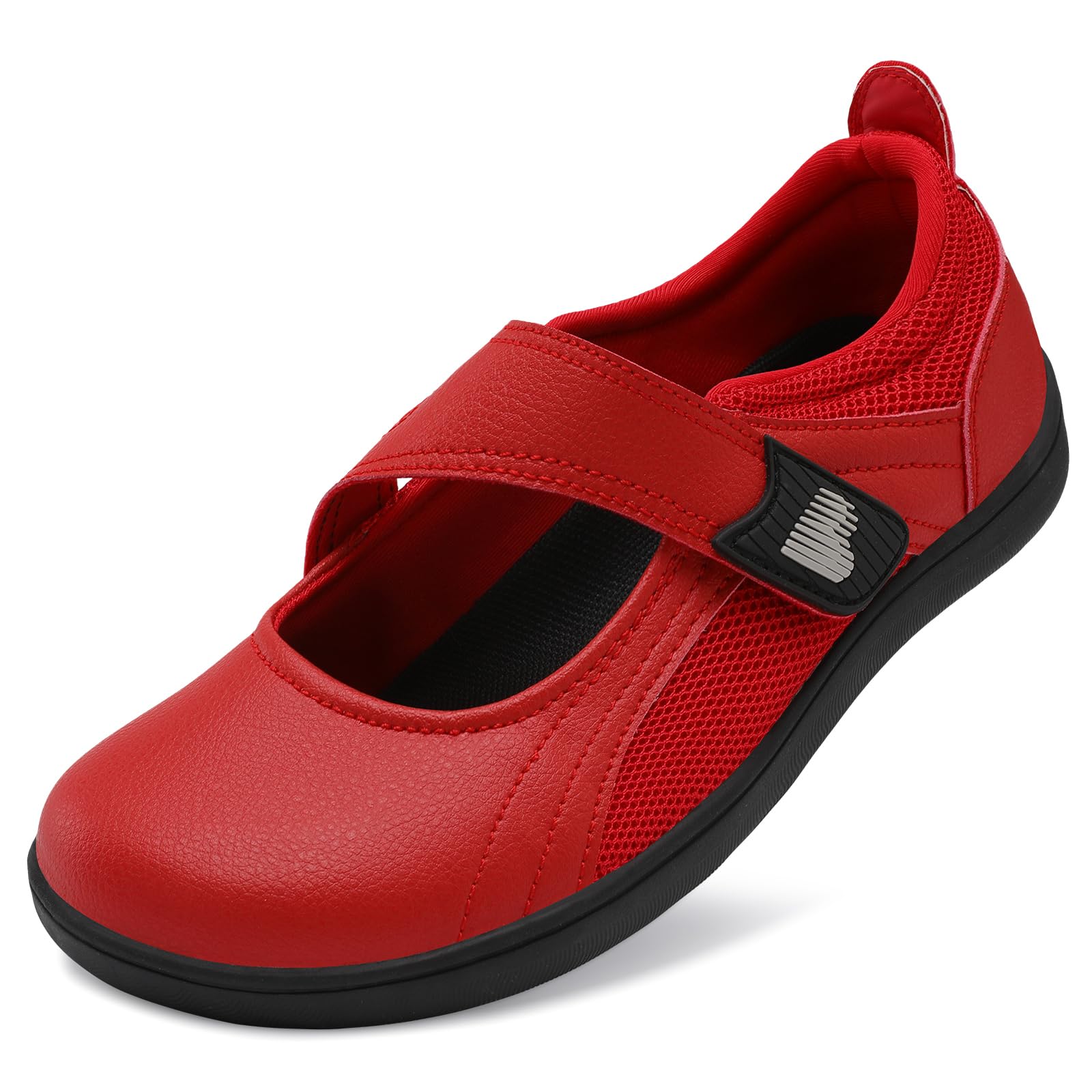 BARERUN Womens Walking Shoes Classic Mary Jane Flats Wide Toe Diabetic  Shoes for Women Adjustable Breathable Lightweight Daily Barefoot Shoes