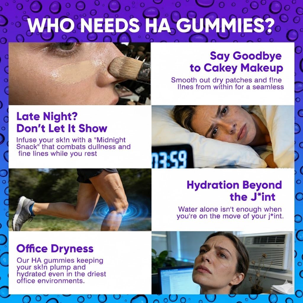 7-in-1 Sugar Free Hyaluronic Acid Supplements with MSM, Resveratrol, Ginseng, Vitamin C Gummies for Skin Health & Deep Hydration, 120 Counts - Image 7