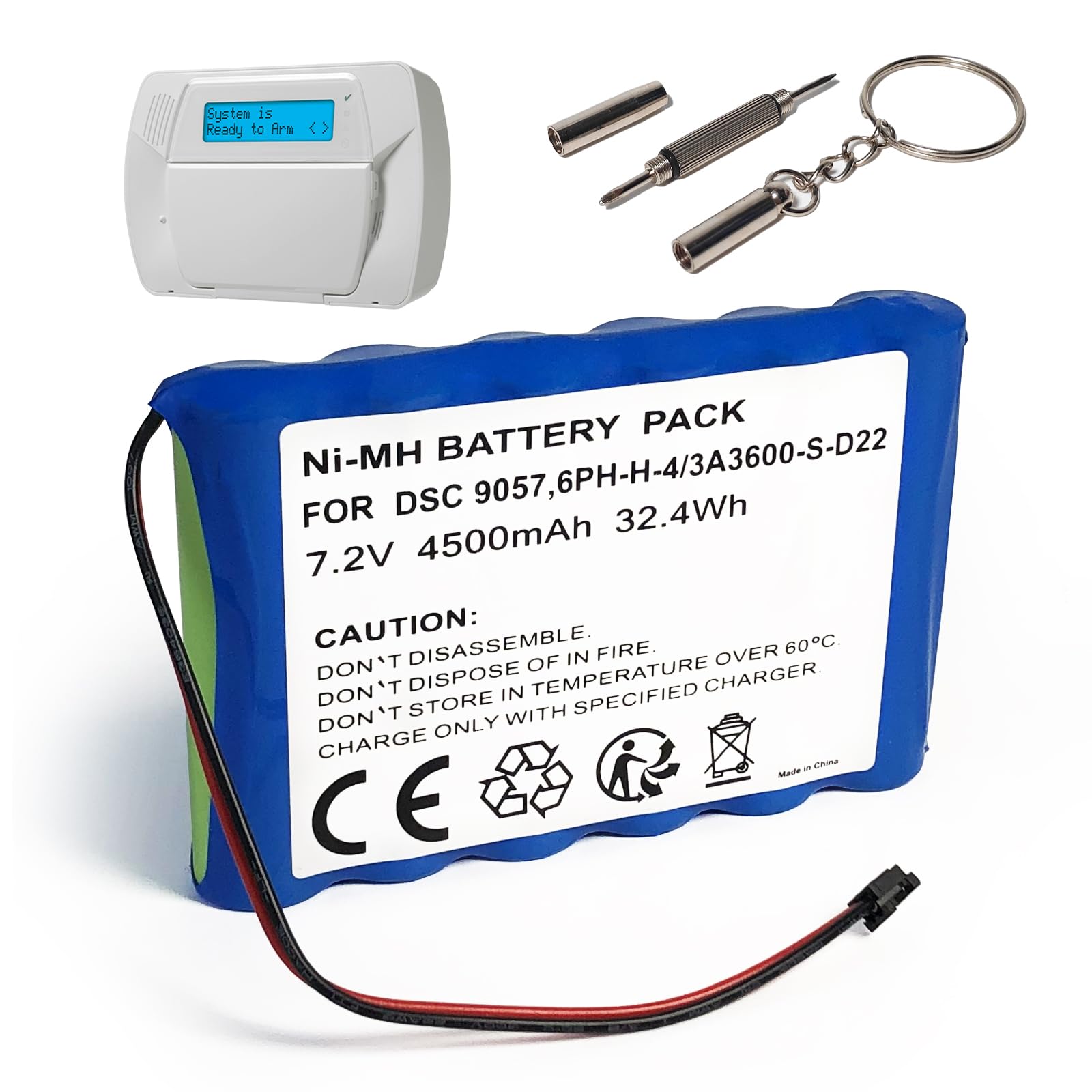 Qoutmcuy Replacement Battery with Tool for ADT DSC IMPASSA Security System - Compatible with 9057, SCW9055, SCW9057, BH7236-SS, 17000145, 17000152 to Fix Low Battery Power Issue