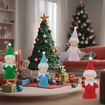 LovelfStory Elf Accessories Sleeping Baby, Tiny Christmas Elf Girl and Boy Baby Doll for Xmas Gift (Pink)