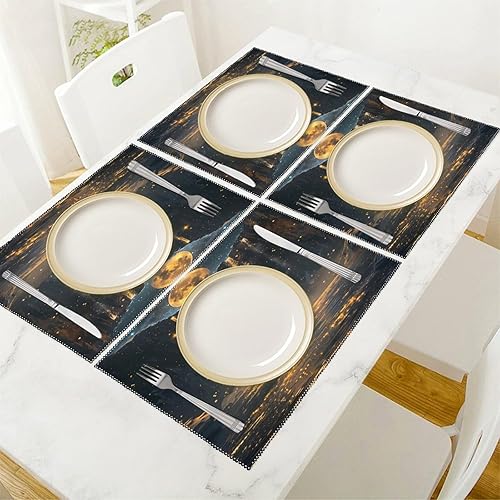 Miniatura 5 de Moon Waterfall Placemats Set of 6 Resistant Table Mats Washable Place Mats for Dinner Party Table Decoration