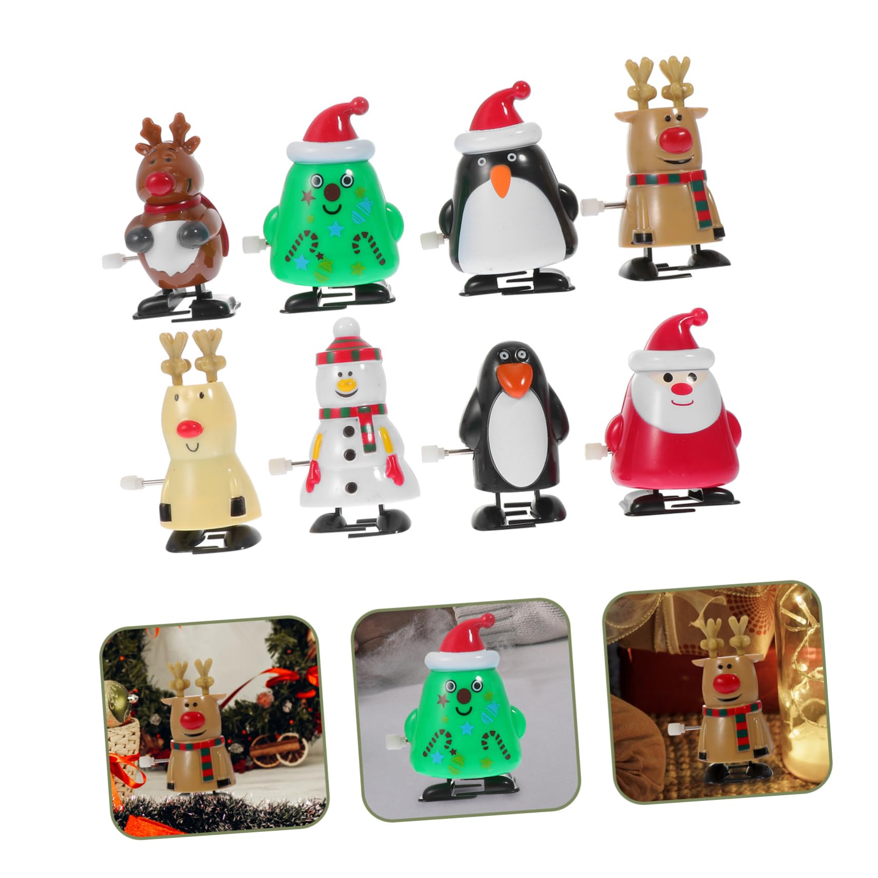 Hemoton Iron Wind-up Toys Bulk 8 Pcs Christmas Toys Boys and Girls Christmas Supplies Random Color