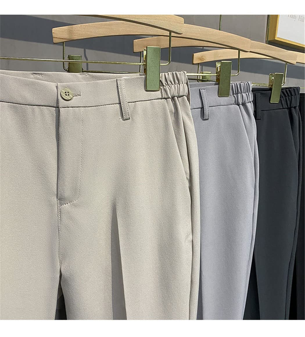 keusyoi Pantaloni casual da uomo primavera estate pantaloni tuta slim fit lavoro elastico in vita pantaloni da jogging maschili pantaloni neri plus size, cachi, 31 W