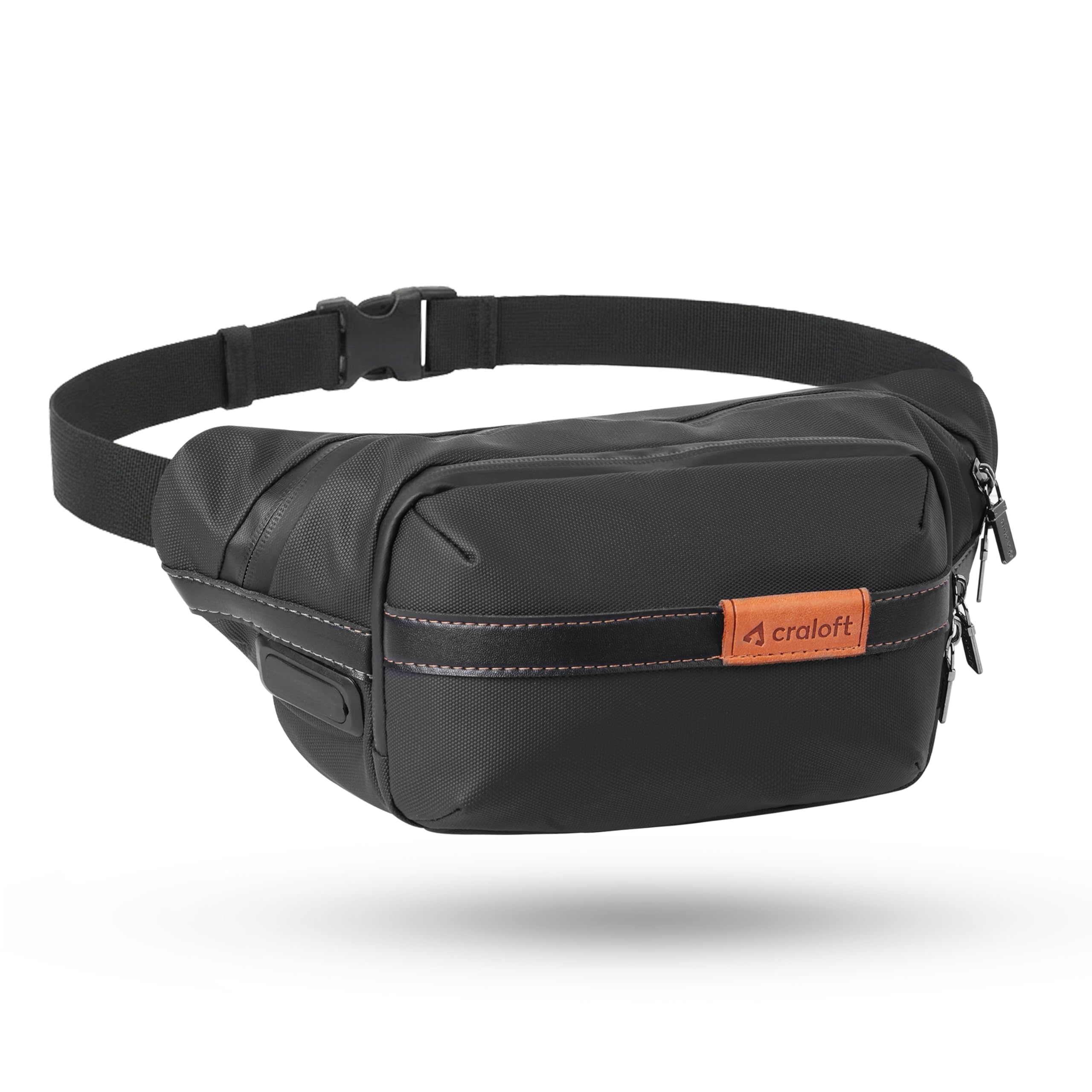 Polyester Waist Bag Fanny Pack for Men & Women, Chest Crossbody Sling Bag for Money, Passport & Travel (Black, FP2)