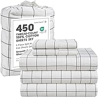 Vista 44 de LANE LINEN - Sábanas tamaño Queen, 450 hilos, 100% algodón, refrescantes, transpirables, con bolsillo profundo, 4 piezas, color negro