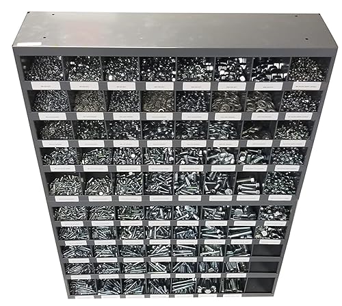 M&M Fasteners - Juego surtido de 5,435 piezas de tornillos hexagonales de clase 10.9, tuerca hexagonal, tuerca de bloqueo de nailon, cerradura y