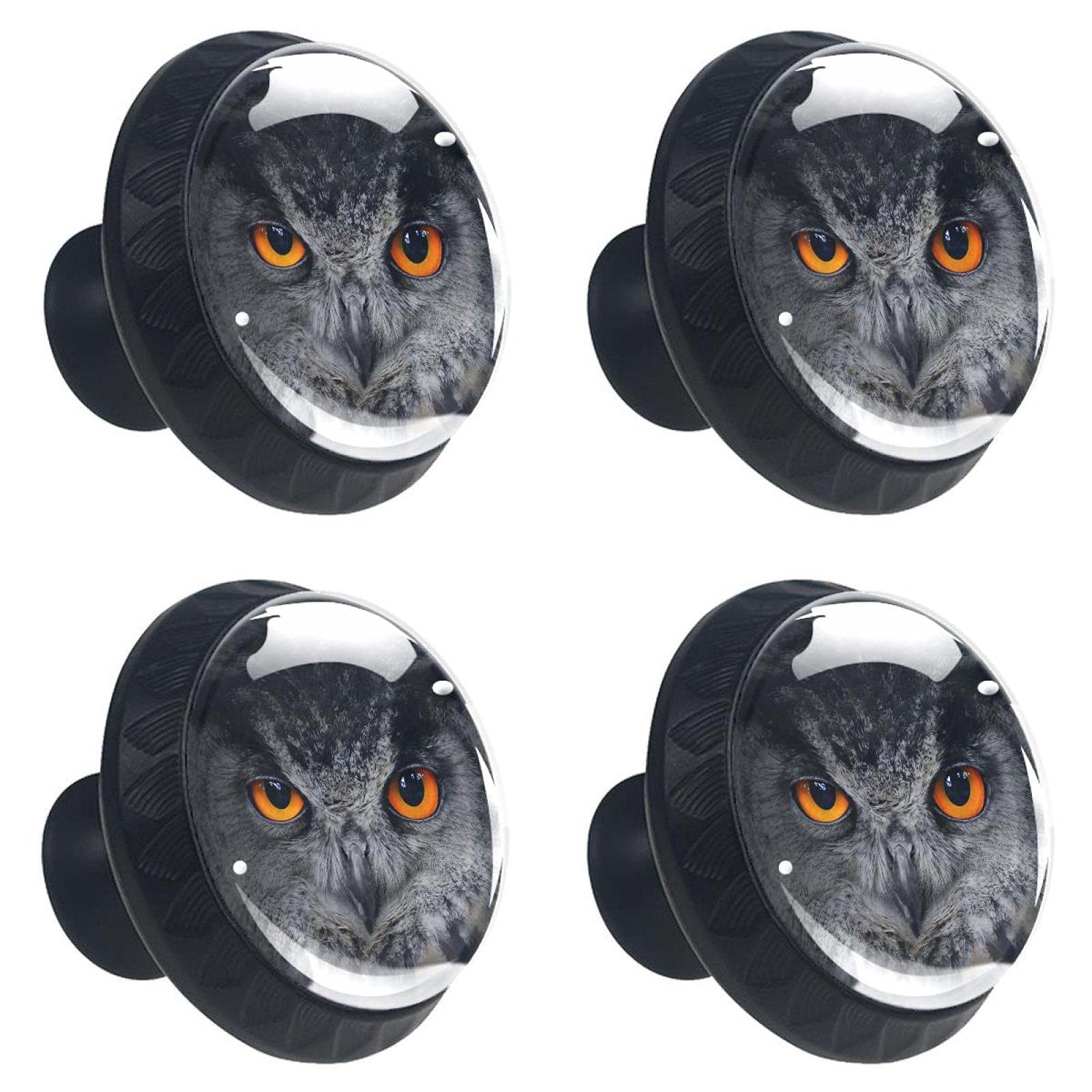 Boutons de tiroir en cristal réfléchissant la lumière avec motif hibou