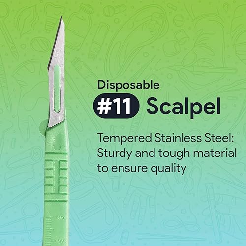 Miniatura 2 de FifthPulse Cuchillo de bisturí quirúrgico desechable #15  Diez cuchillas de bisturí estériles envueltas individualmente  Bisturí de hoja quirúrgica