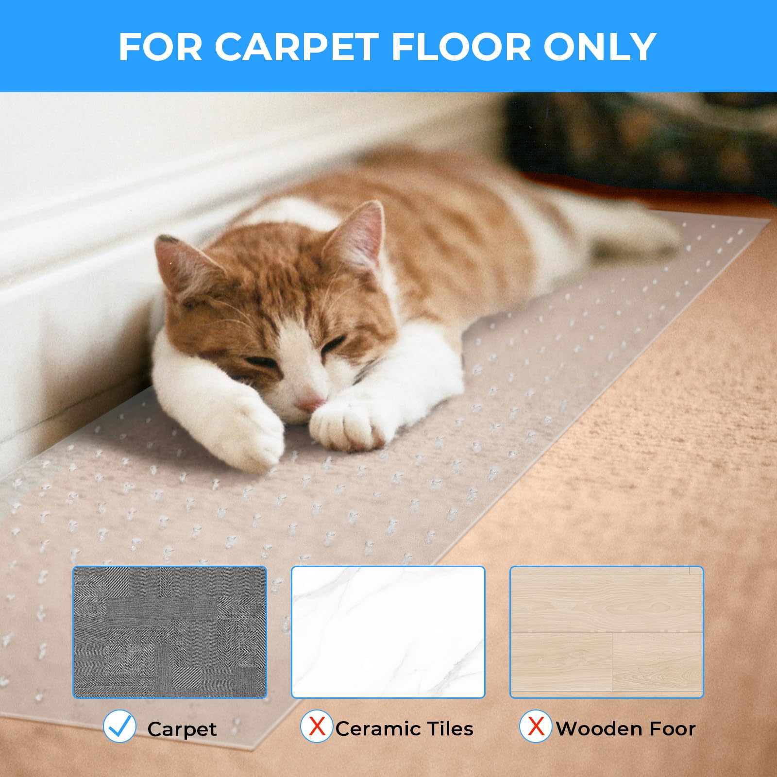 Uross Pet Carpet Protector Mat - Anti-Scratch Plastic Guard For Doorways (Purple, 3.6ft) - View #8
