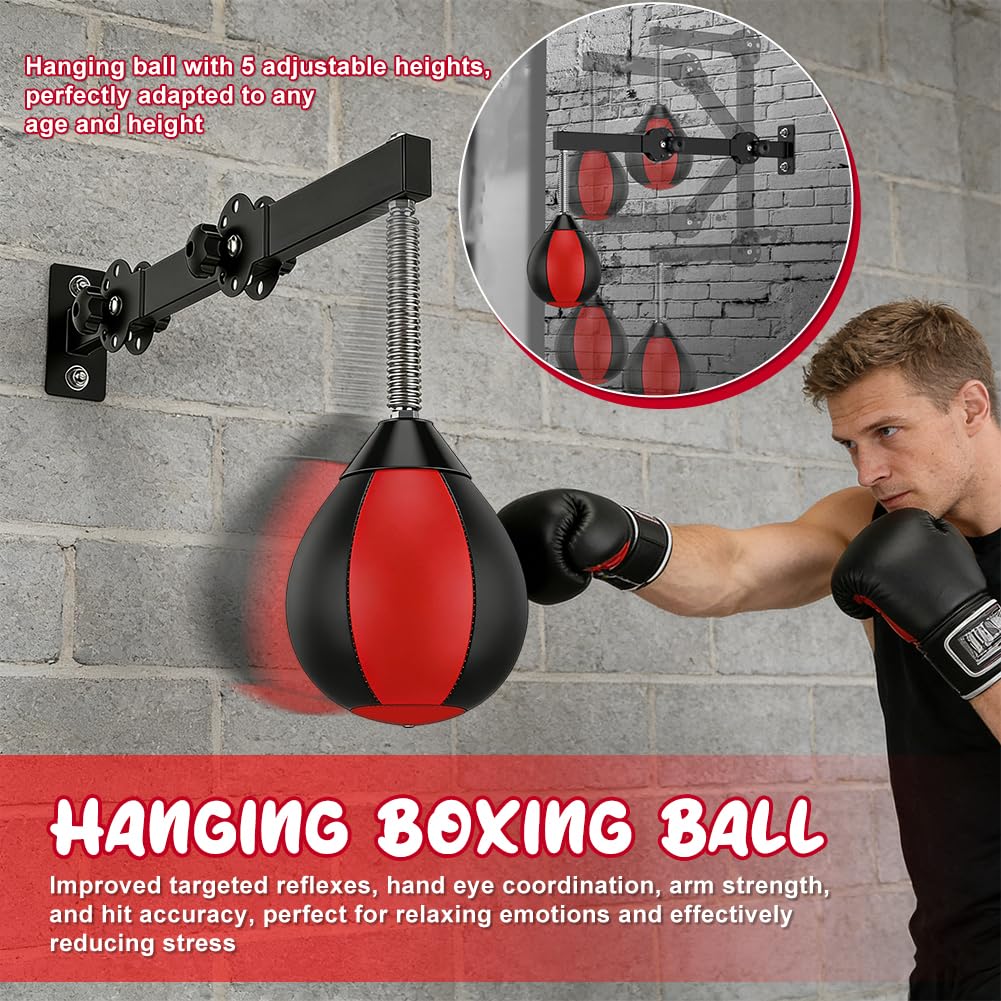 Punching ball - Palla da boxe sospesa, per allenamento rapido, con pompa, regolabile e pieghevole, per bambini, adulti, per palestra, allenamento, antistress