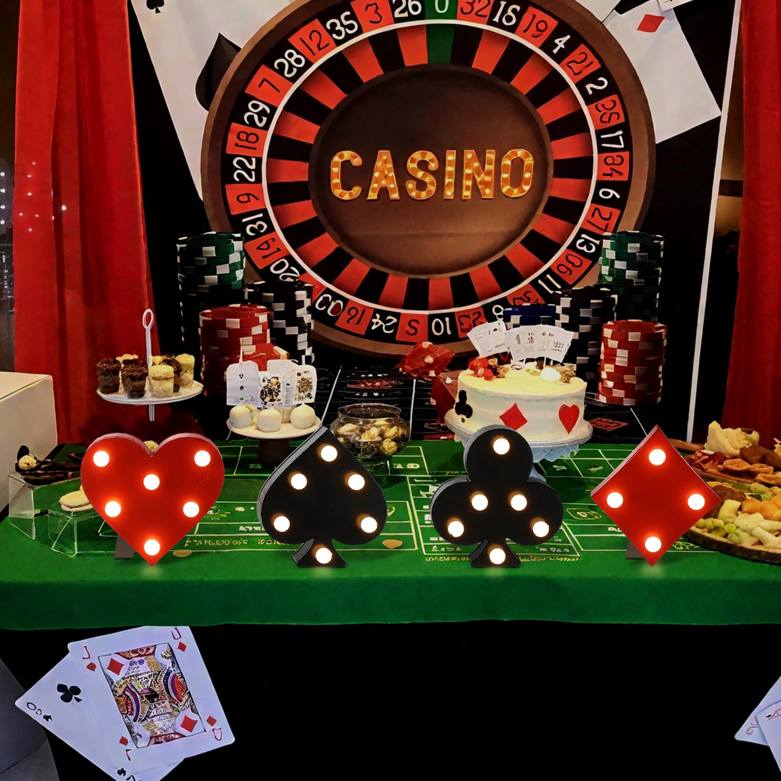 Papiertabletts für Casino-Partys, Süßigkeiten, Hot Dogs, Popcorn, Einweg-Tabletts, Texas Hold'em, Casino, Las Vegas, Geburtstagsparty-Zubehör, 24 Stück