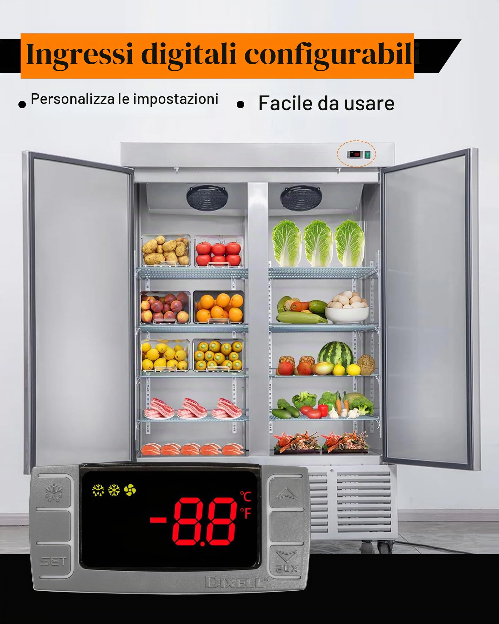 Regolatore di temperatura per Dixell XR06CX-4N1F1, adatto per frigoriferi/congelatore commerciali da 120 V 50-60 Hz, ricambio per regolatore di temperatura Dixell, con sonde sensore di temperatura e