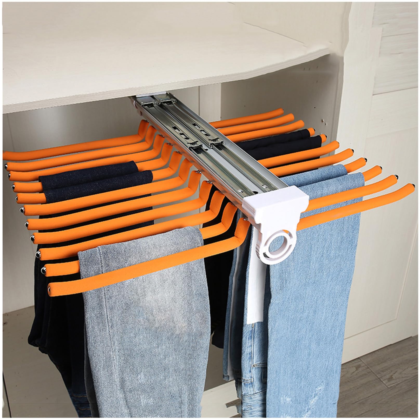 Barre de suspension pour pantalons en acier à 22 bras pour dressing