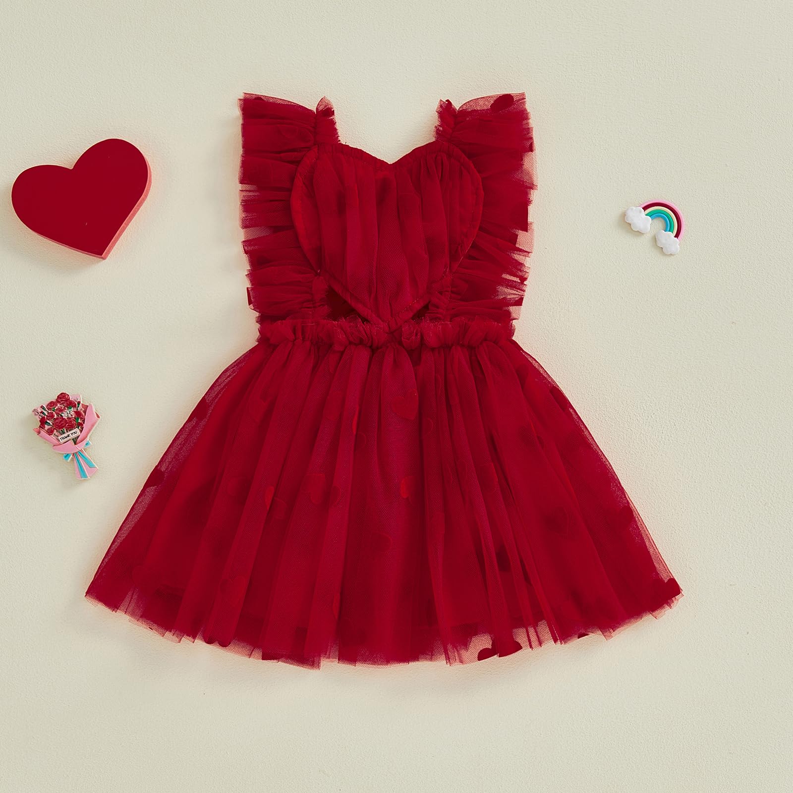 GXNRHG Baby Girl Valentines Tutu Sukienka Śliczny nadruk w kształcie serca Pończoch Suknie liniowe Letnia księżniczka Urodziny Party Wzburzona sukienka letnia