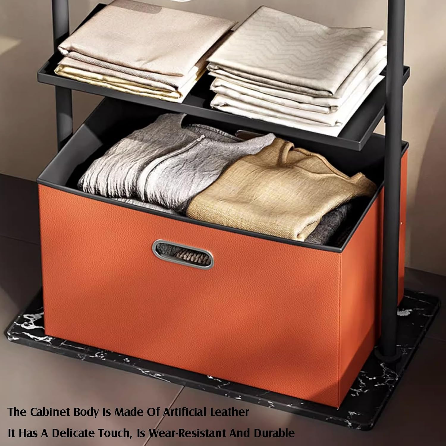 コートラック、収納バスケット付き玄関ホールツリー、姿見付き縦型