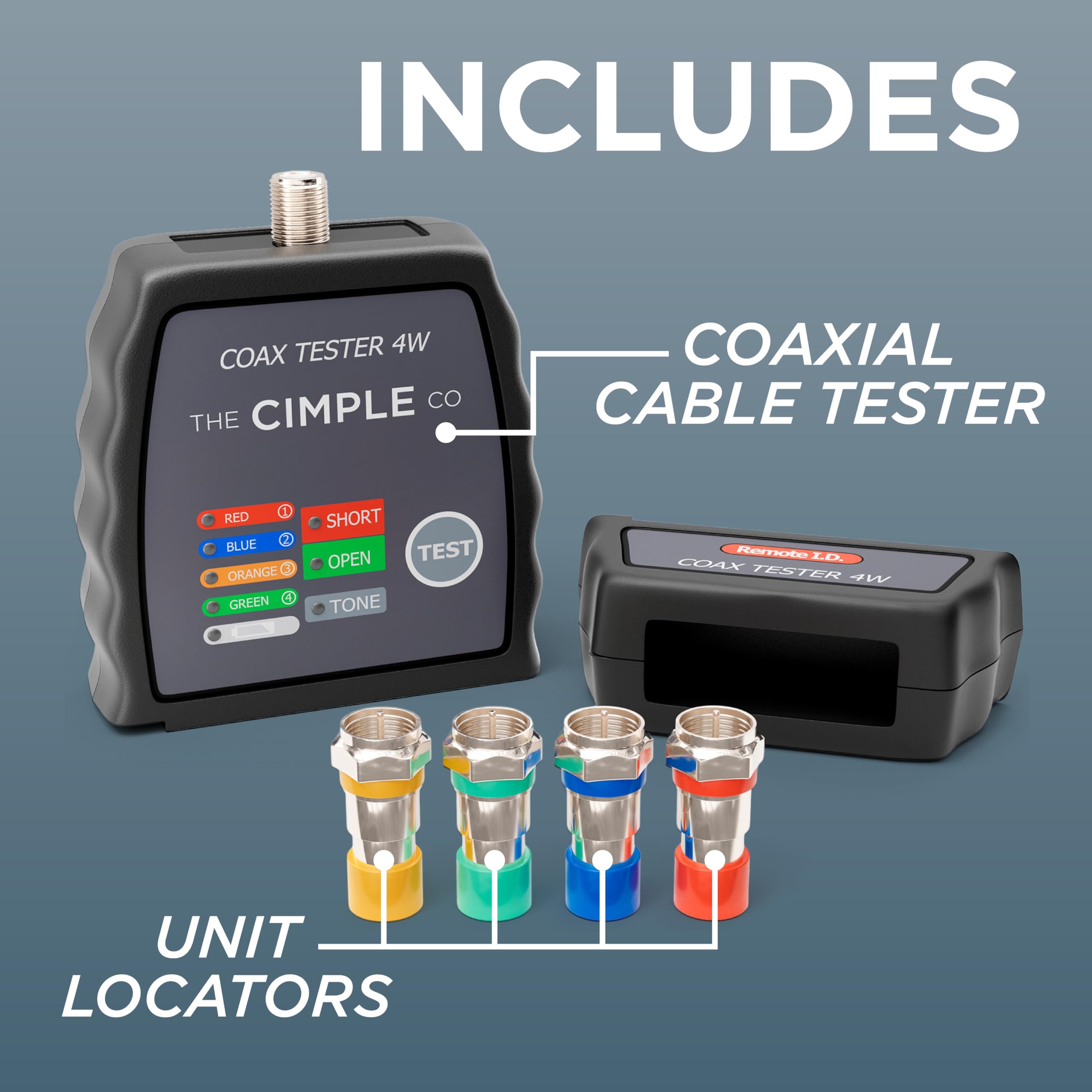 The CIMPLE CO - Mapeador de cables coaxiales, probador, rastreador y tóner | Comprobador de continuidad de cables coaxiales de grado comercial