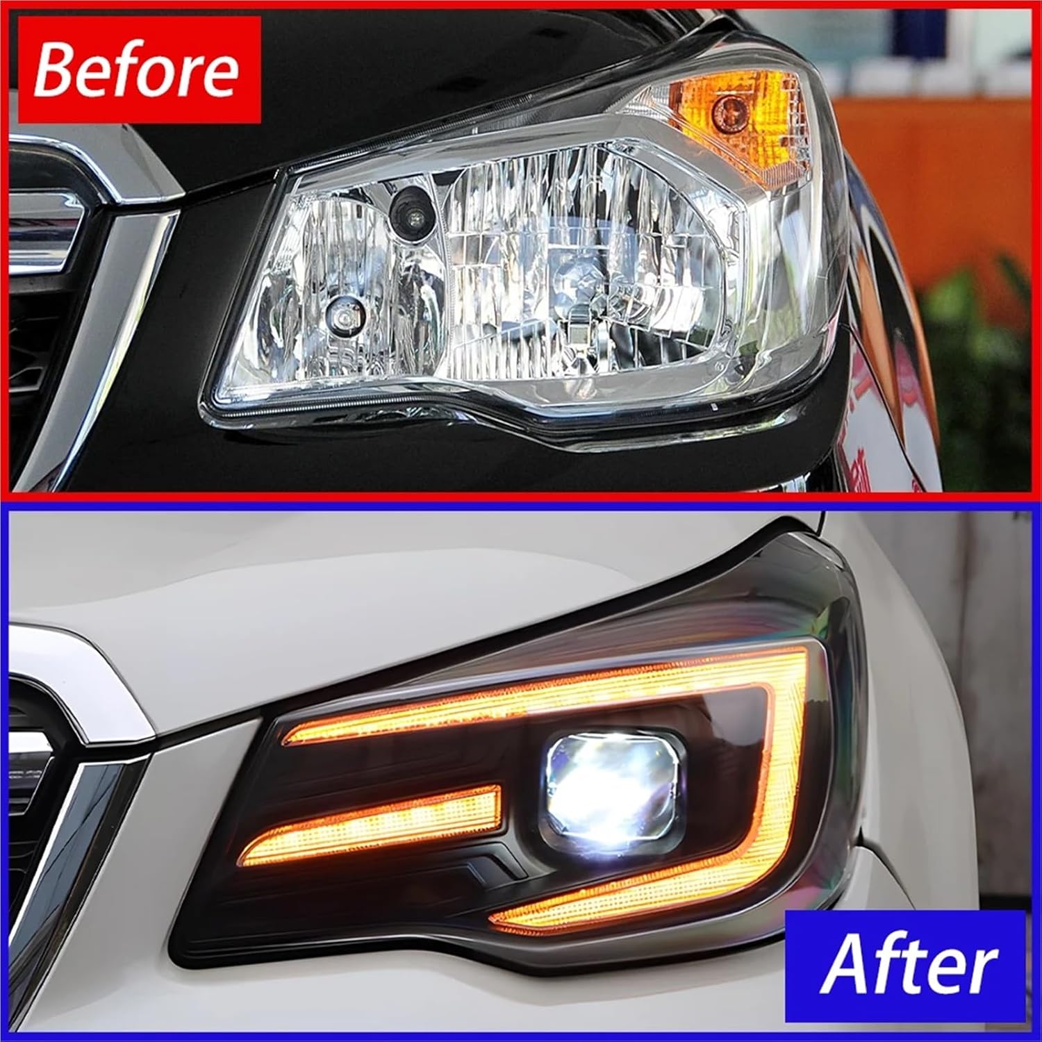 Front Light Compatible With Subaru Forester 2013-2016 High Configuration LED Auto Headlight Bifocal Lens Assembly Accessories