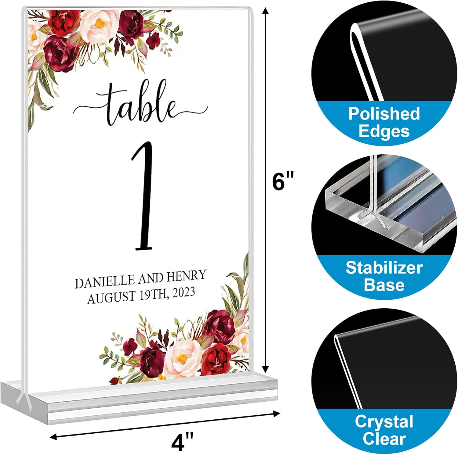 Acrylic Sign Holder 4x6, 16 Pack Clear Double Sided Clear Table Menu Vertical Display Stand Desktop Display Stand Paper Holder Table Sign Holder Suitable for Restaurants Office Store Show Fair - Image 2