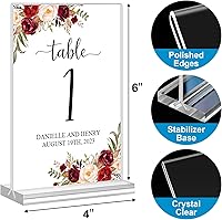 Vista 2 de Soporte acrílico para letreros de 4 x 6, paquete de 16 unidades, transparente, de doble cara, transparente, para menú, vertical, soporte