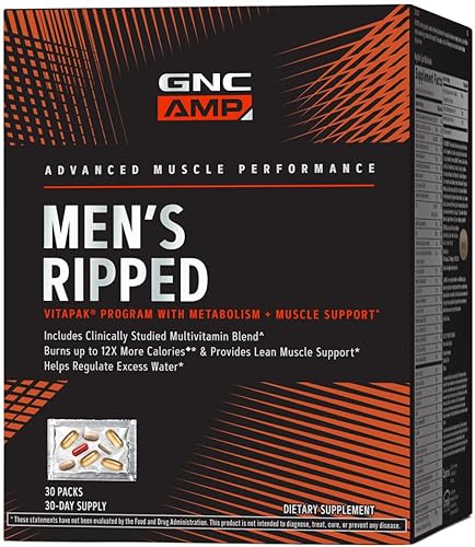GNC AMP - Programa Vitapak rasgado para hombre con metabolismo + apoyo muscular - 30 Vitapaks