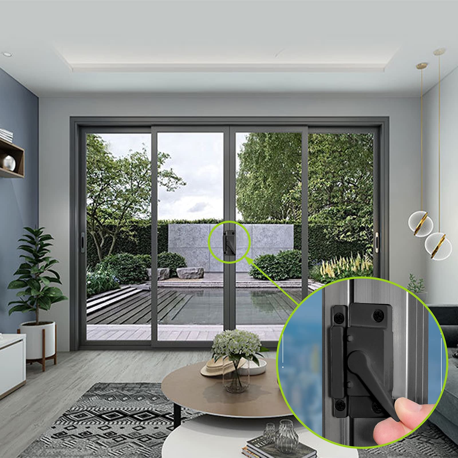 WiMas Lot De 2 Verrous De Porte Coulissante Pour Fenêtre - Limiteur De Porte - Verrou De Sécurité Pour Porte Coulissante - Avec Clé - Noir