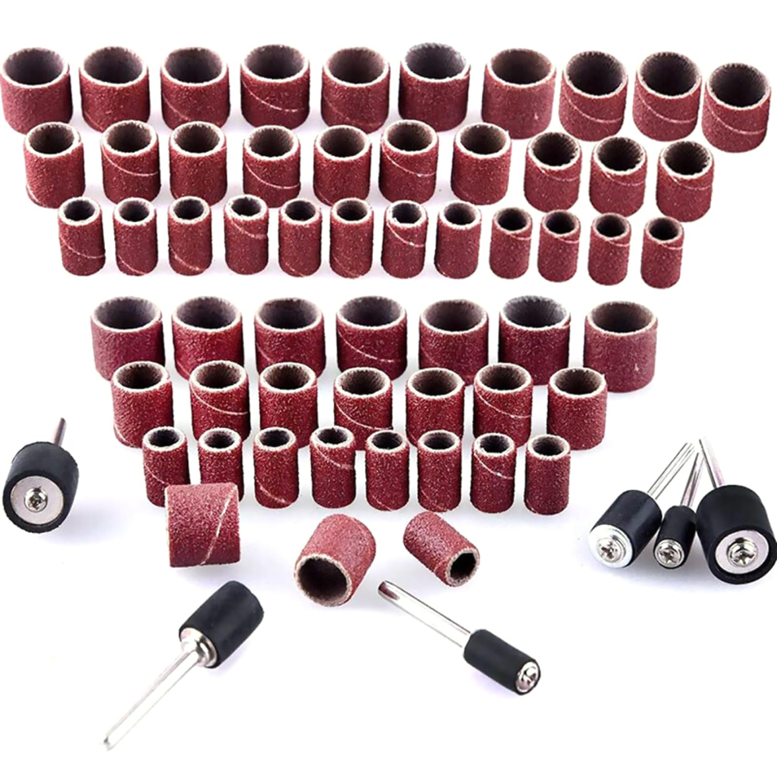 384Pcs Sanding Drums for Drum Sander, Drum Sander Sanding Sleeves and 24 Pieces Drum Mandrels for Dremel Rotary Tool