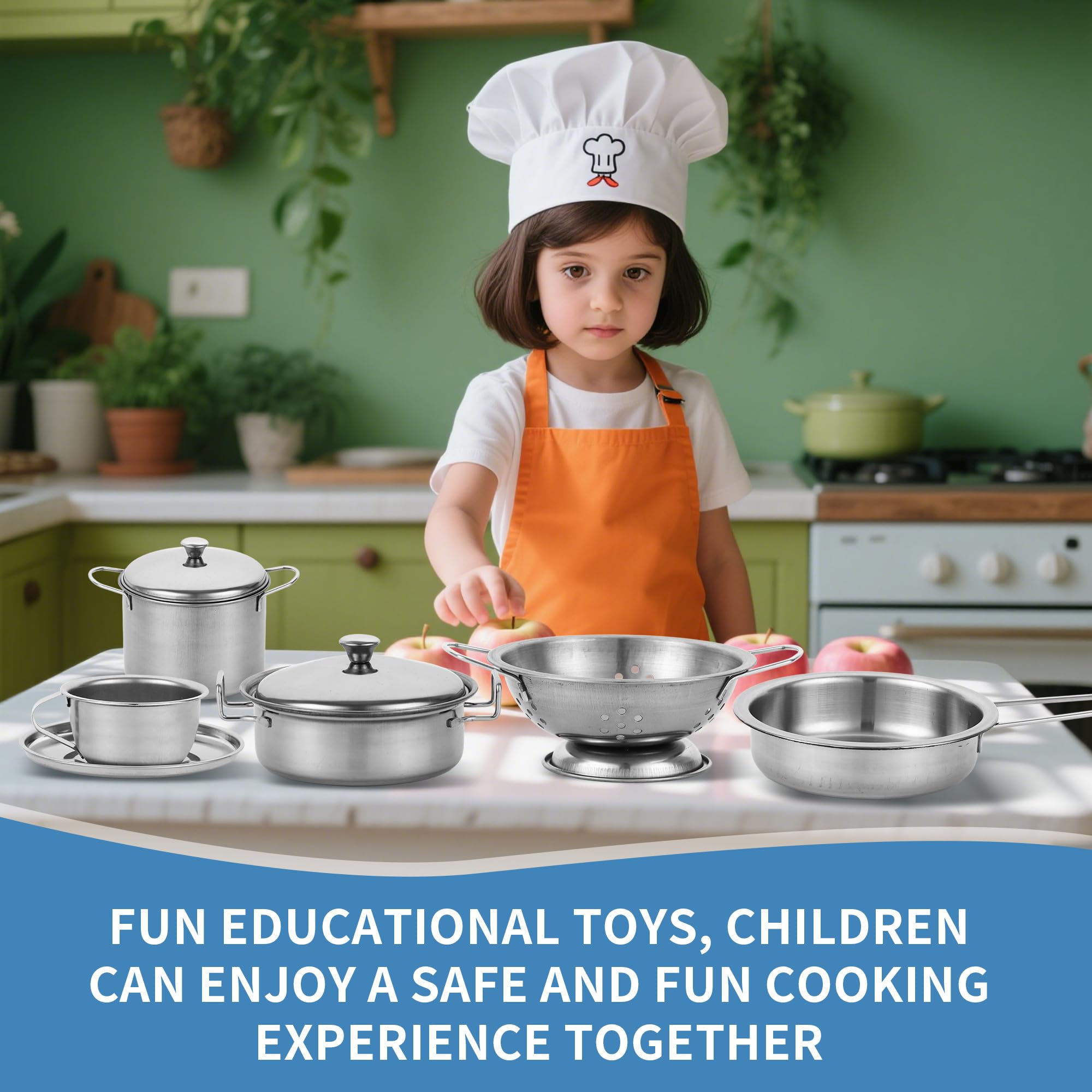 17 Pezzi Accessori da Cucina Per Bambini, Cucina Giocattolo , Set da Cucina per Bambini in Acciaio Inox – Accessori da Cucina Giocattolo per Ragazzi e Ragazze