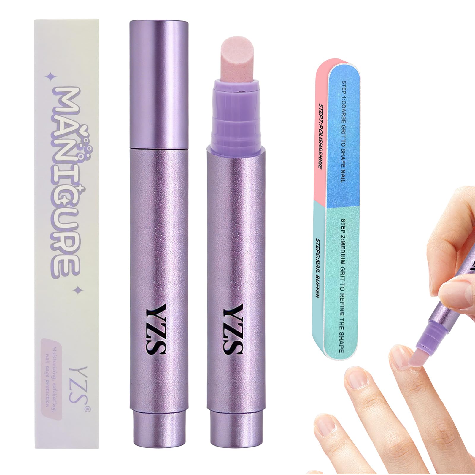 3-in-1 Nagelhautölstift, Nagelpflegestift Nagelölstift mit Nagelfeile Cuticle Oil Pen Nagelhautölstift Nagelhautpflege-Öl Nagelhautentfernerstift für die Reparatur von Rissigen und Trockenen Nägeln
