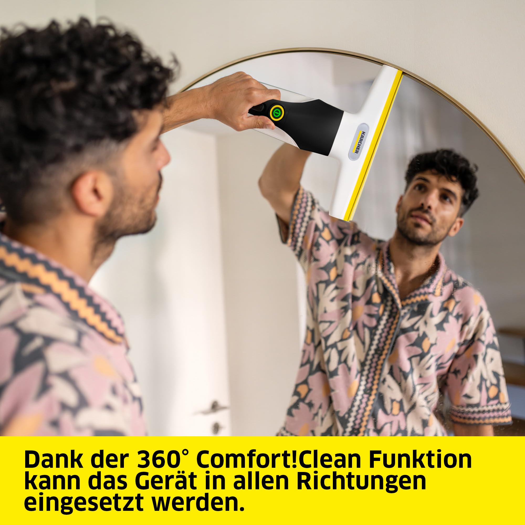 Kärcher Akku-Fenstersauger WV 3 Comfort Care, Laufzeit: 35 min, XXL-Schmutzwassertank: 200 ml, Absaugdüse (280 mm), Sprühflasche mit Mikrofaser-Wischbezug, Hook!It Duschhaken, 20 ml Fensterreiniger