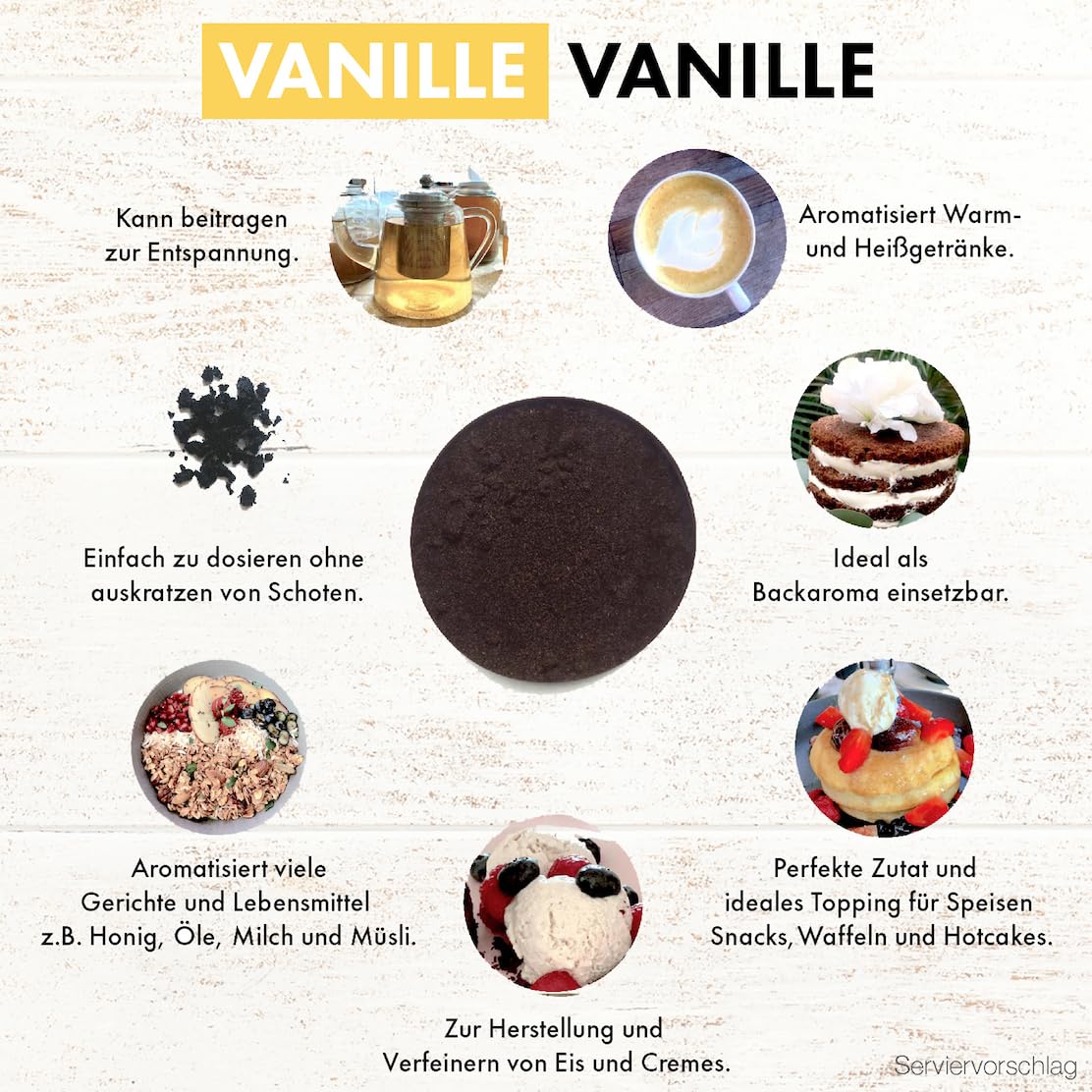 Premium Vanillepulver aus echten Vanilleschoten, naturbelassen, ohne Zucker, ohne Zusätze, fairtrade, vegan (40g ohne Dose) von Vanilla Campaign®
