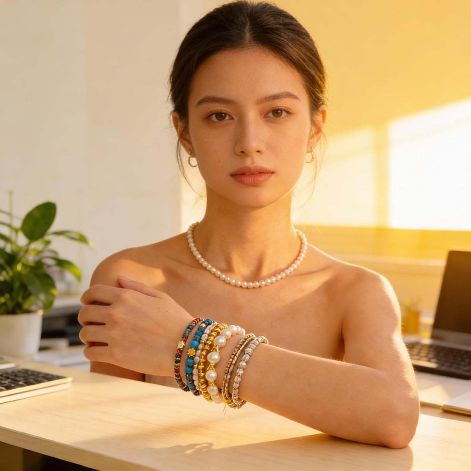 2100Pcs Jewelry Making Kit for Adults Women with Pearl Bead Crystal Beads Shell & Turquoise, 20 Colors Beads with Gold Bead Beading Kit for Bracelets, Necklace, Ring DIY Crafts Jewelry Making Kit - Image 8