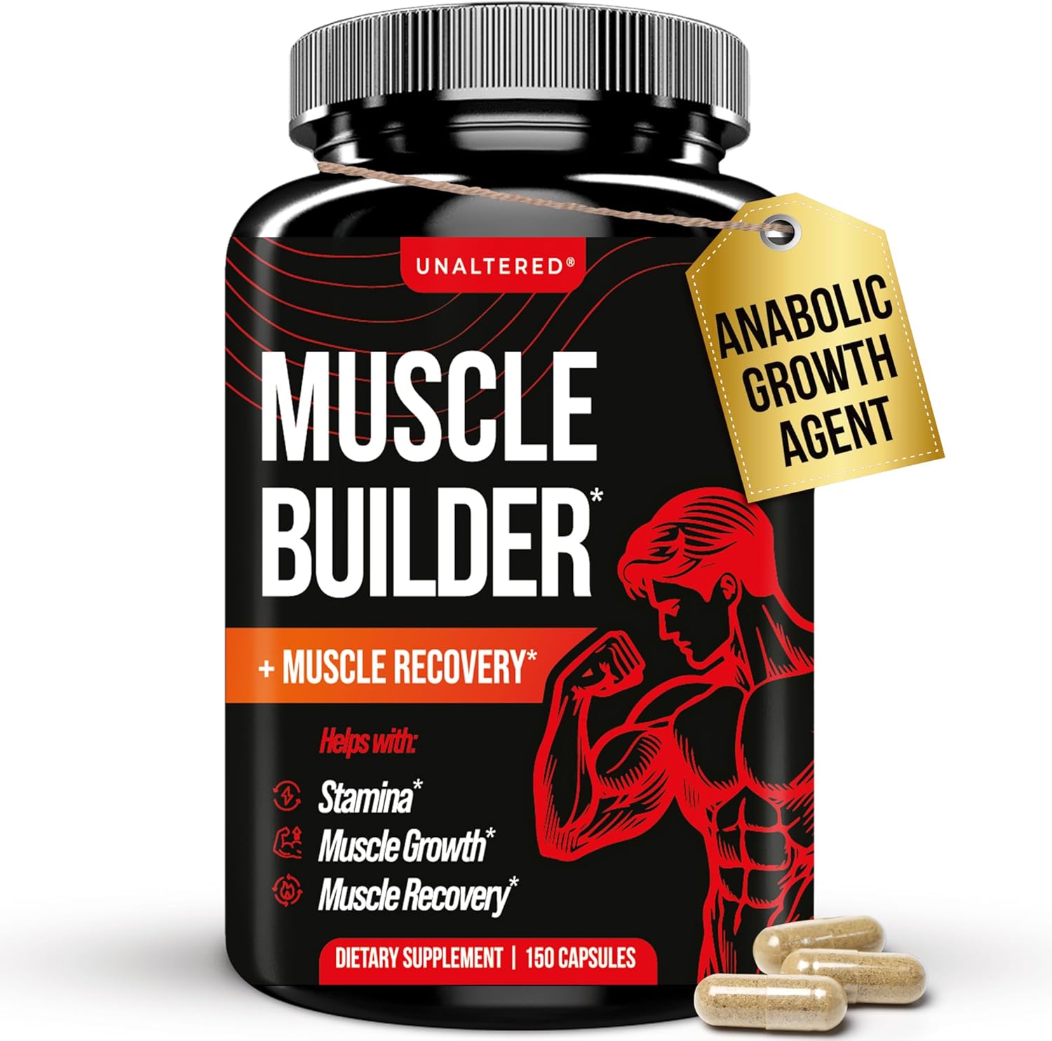 UNALTERED Anabolic Muscle Builder for Men – Growth, Size, Strength – Natural Muscle Building Supplement & Energy Booster – Tribulus Terrestris, Ginseng, Vitamin D3, Ashwagandha – 150 Capsules