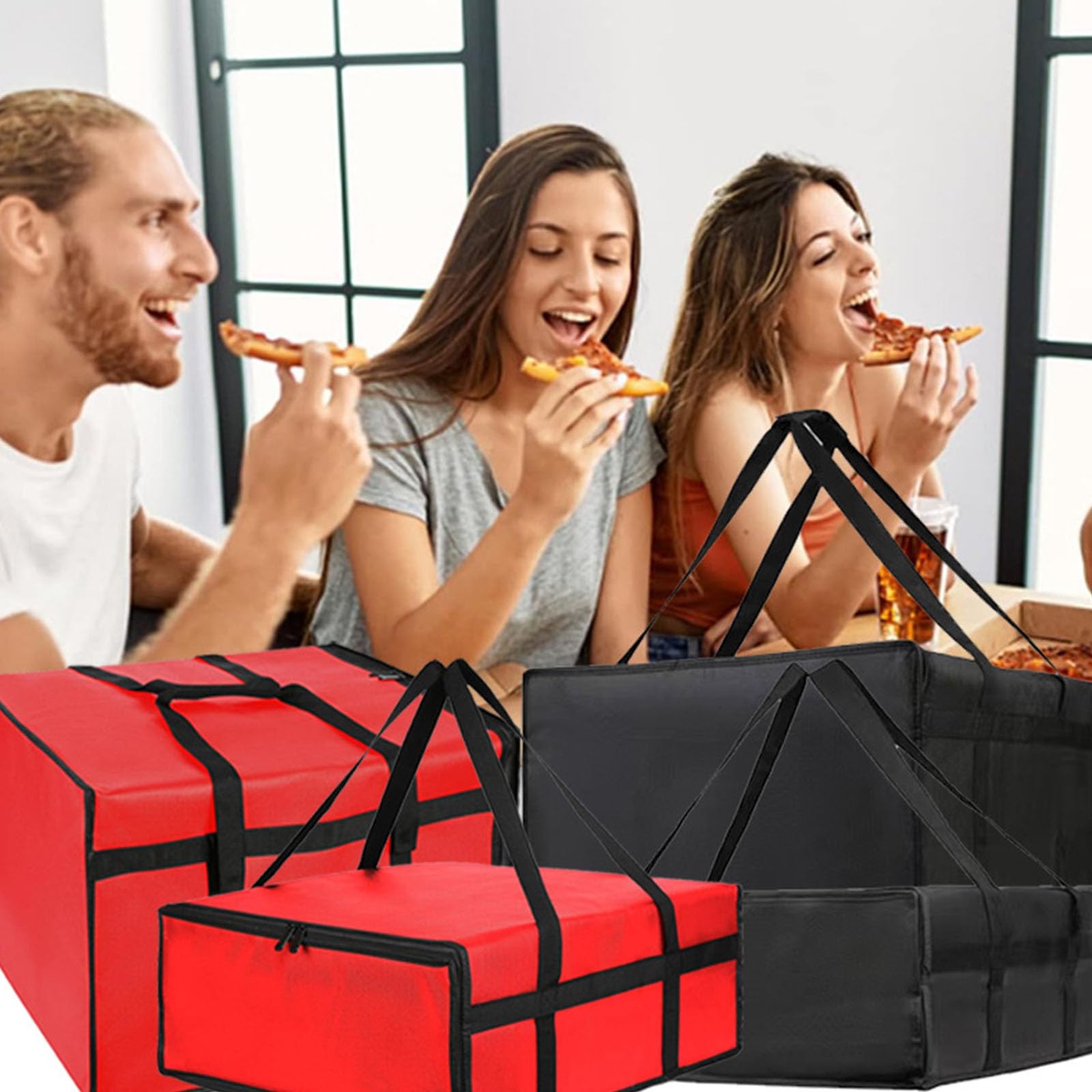 Isolierte Lebensmittel Liefertasche für heiße und kalte Mahlzeit,XXX-große Lebensmittel Tote Isoliertasche für Catering,Kühltasche, Lebensmittelwärmer für Parteien mit (3, Red_black_border, XXX-Large)