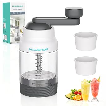 HAUSHOF Manual Ice Shaver, Portable Shaved Ice Machine with Ice Mold