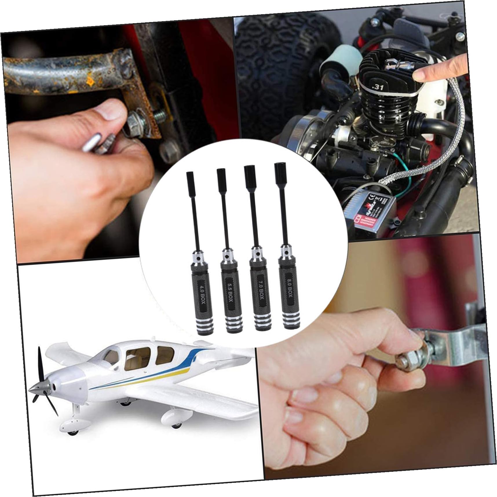 NOLITOY 4 piezas Destornilladores Profesionales de Aluminio para Reparación Rc con Mango Ergonómico Antideslizante para Modelos y Automóviles Eléctricos