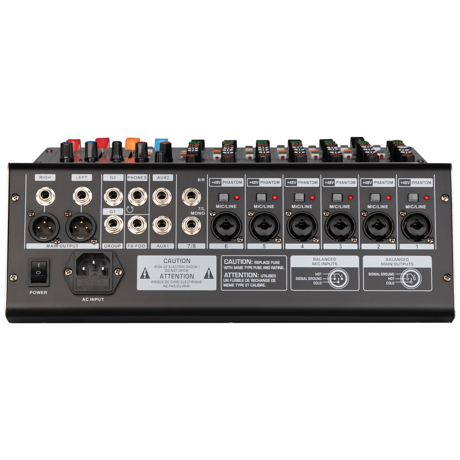 Depusheng AG8 - Mezclador de audio profesional de 8 canales con reproductor de MP3, grabación USB, con agrupación y 2 interfaces AUX, efecto 99DSP para profesionales y principiantes