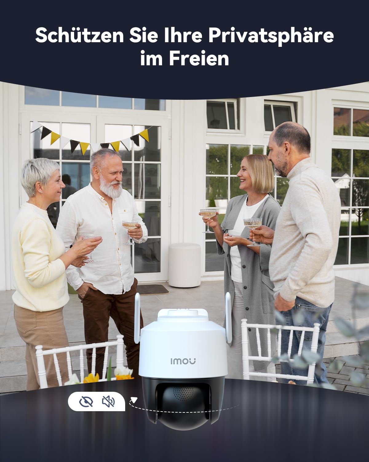 Imou 2K Solar Überwachungskamera Aussen Akku mit AI Personen-/Fahrzeugerkennung, 360° PTZ WLAN IP Kamera Outdoor Kabellos, Farbnachtsicht, 2-Wege-Audio, Sirene, Privatmodus, IP65, Kompatibel mit Alexa